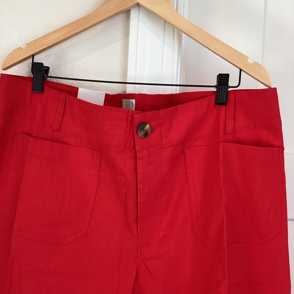 Anthropologie COLETTE Cropped Wide-Leg Pants Maeve Magic Fabric 16W Red NWT - Picture 8 of 15